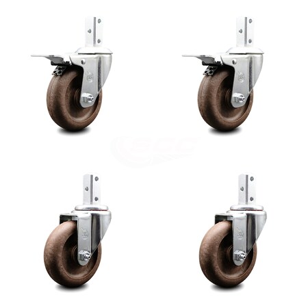 Service Caster 4 Inch High Temp Glass Filled Nylon 7/8 Inch Stem Caster Total Lock Brakes, 2PK SCC-SQTTL20S414-GFNSHT-78-2-S-2